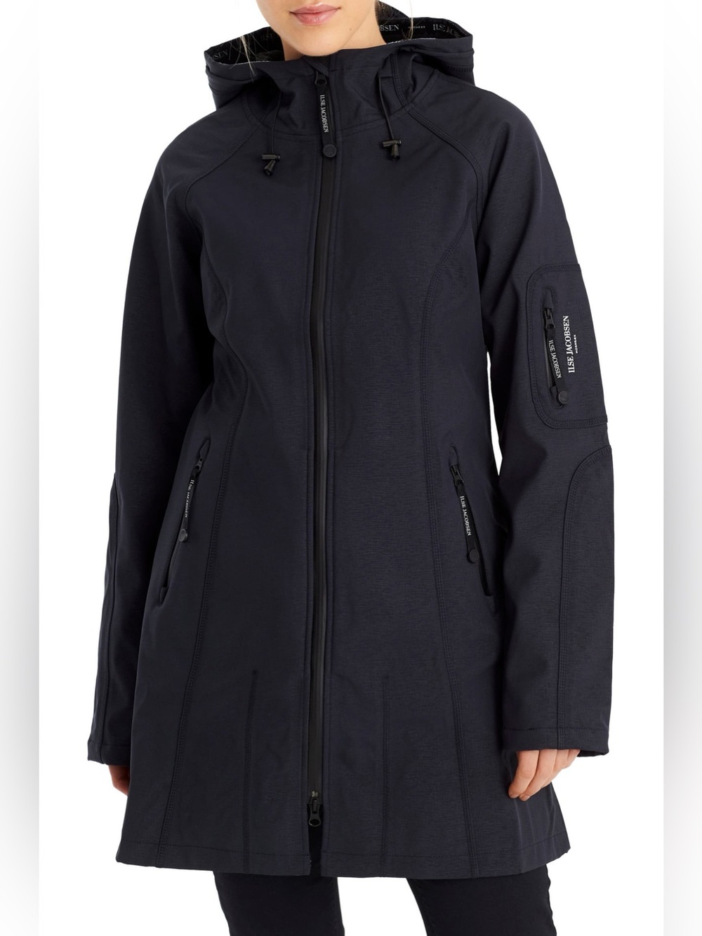 Ilse Jacobsen Regular Fit Hooded Rain Coat Sz 42